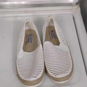 Skechers White Knit Slip-On Espadrilles
